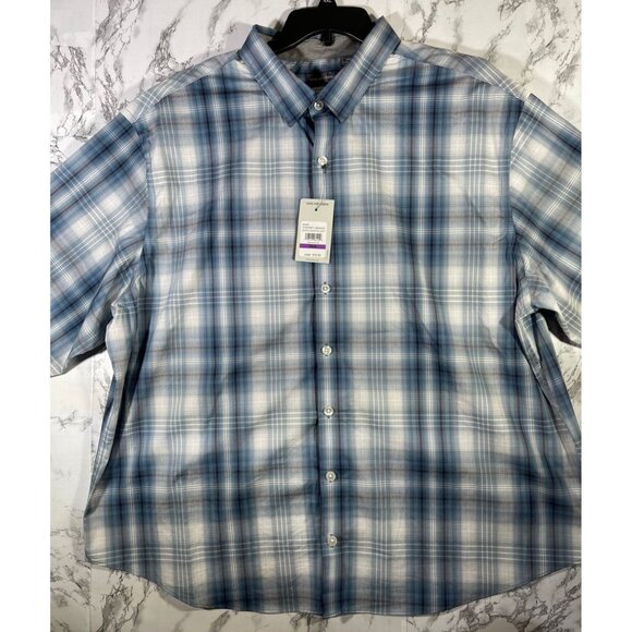 Van Heusen Mens Essential Shadow Plaid Long Sleeve Button-Down Shirt Blue - Picture 3 of 14